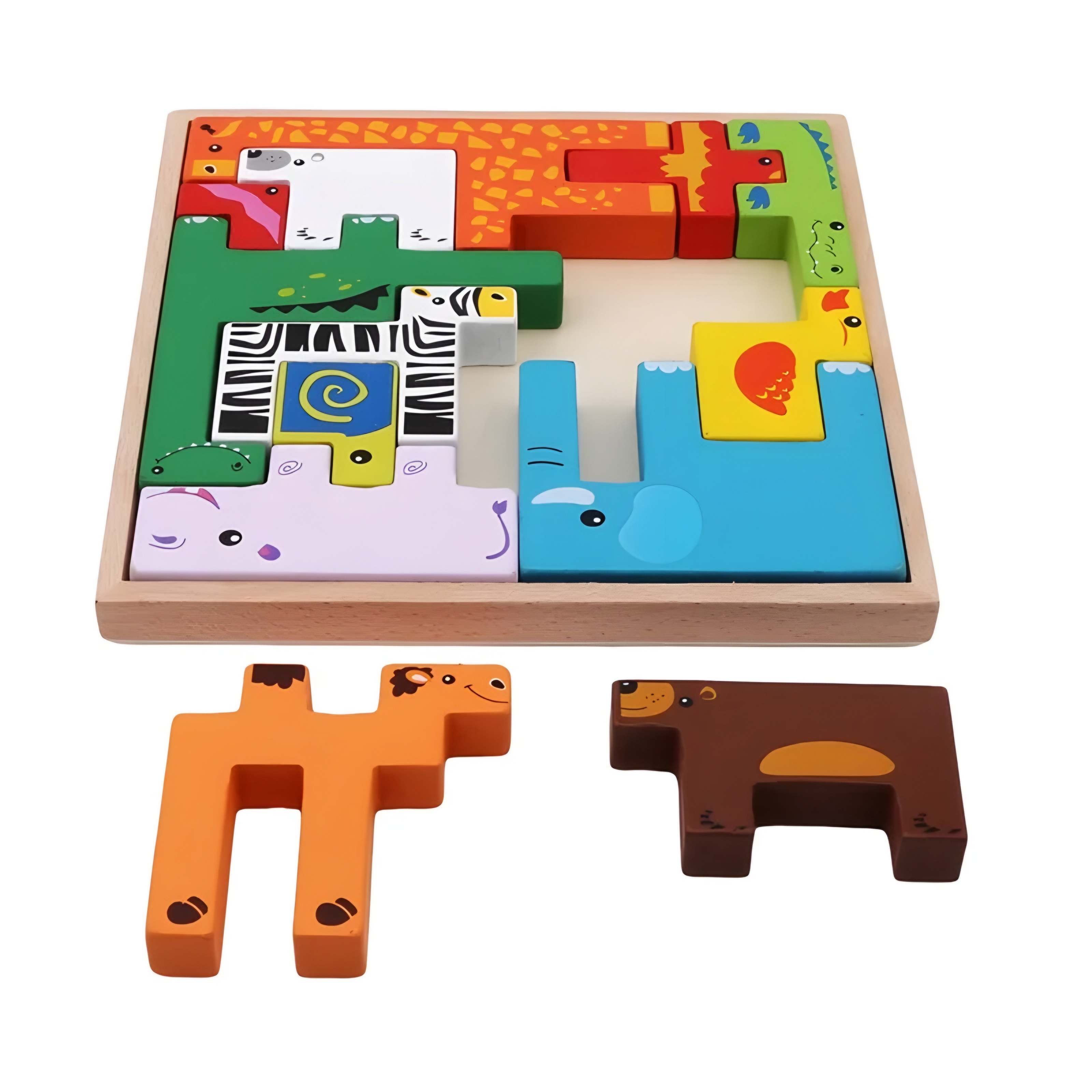 Dřevěné zvířátkové puzzle/hlavolam 