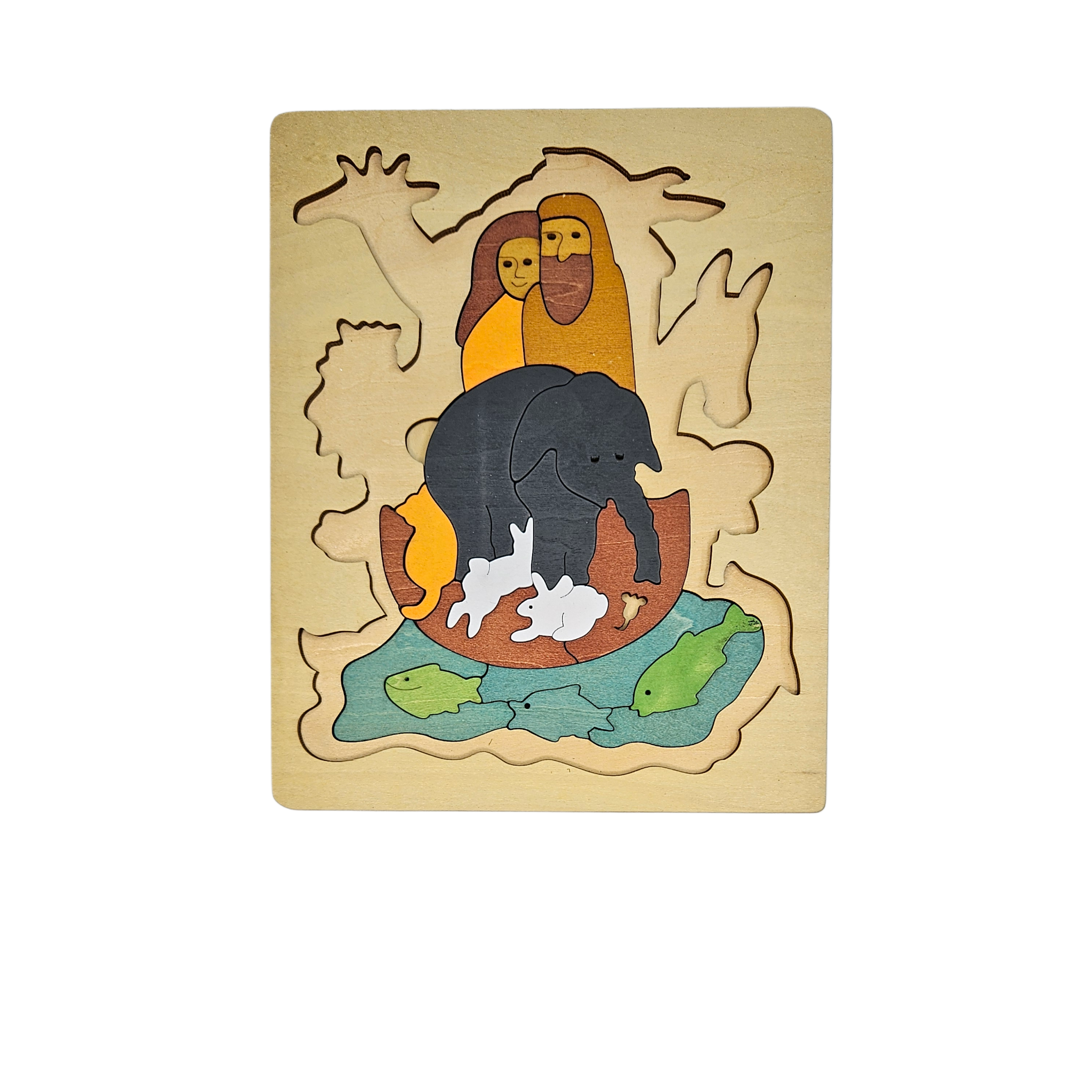 Dřevěné dvouvrstvé puzzle / Noemova archa 