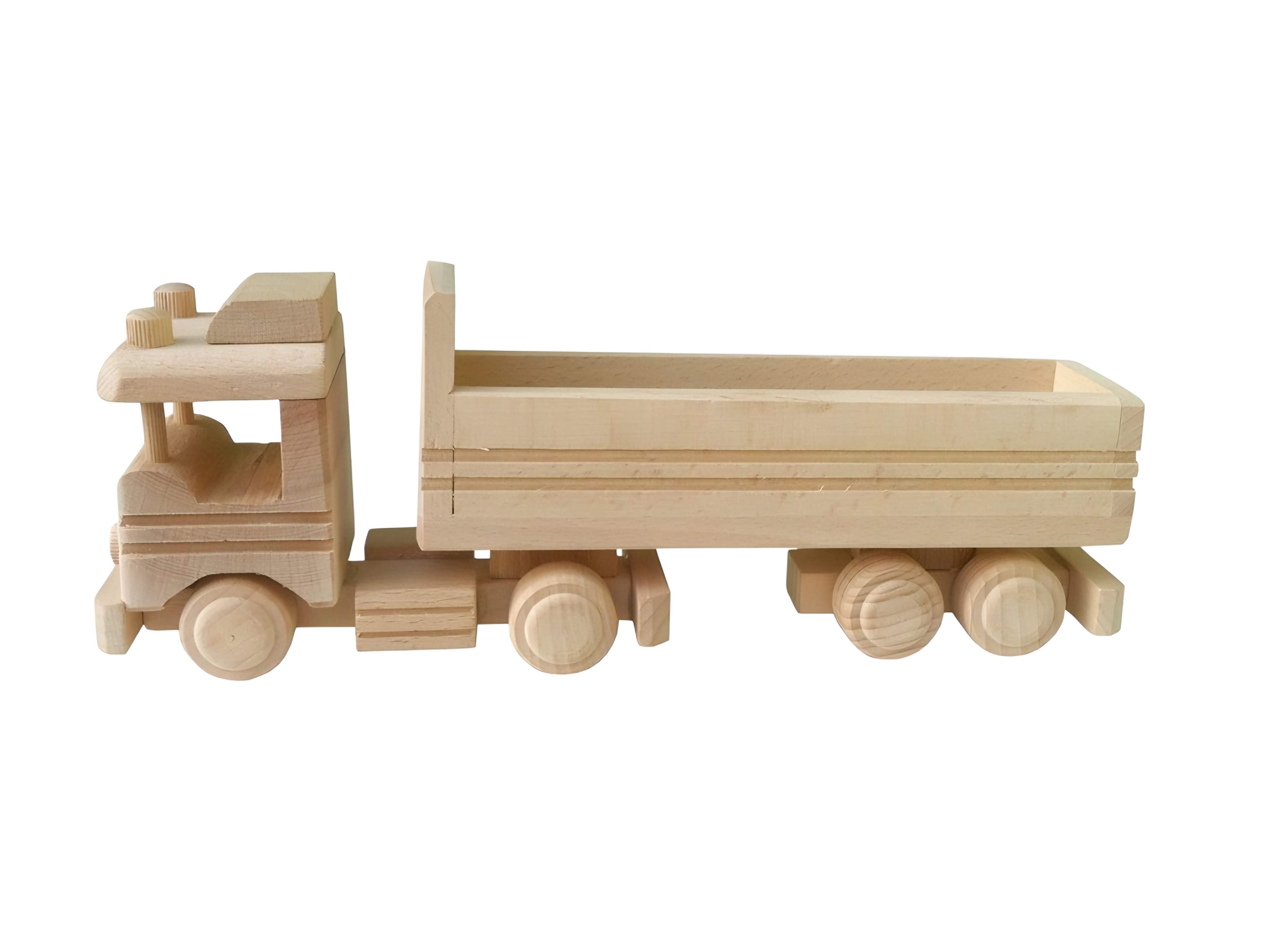 Dřevěný tahač s návěsem 