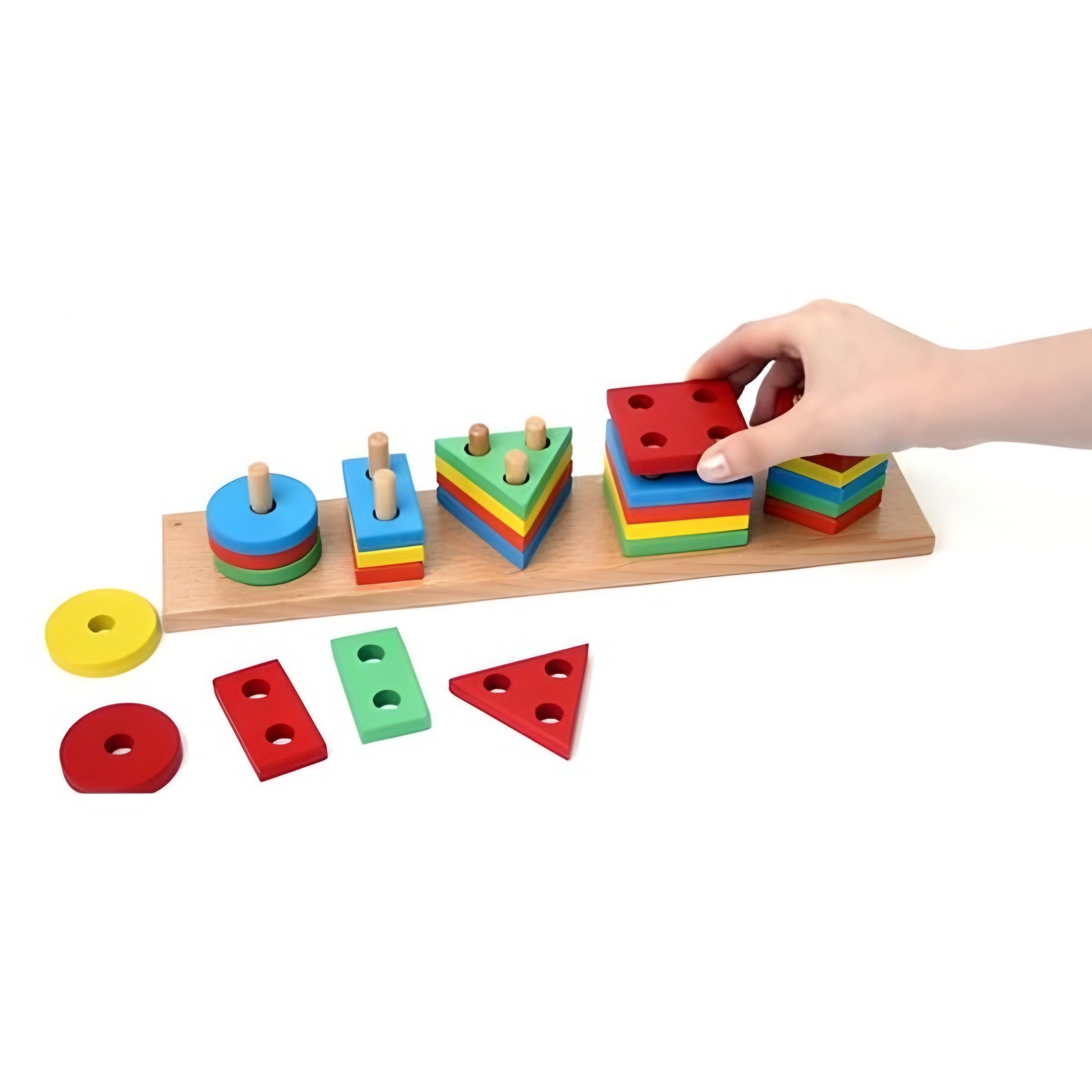 Dřevěná vkládačka barvy/tvary s kolíky
