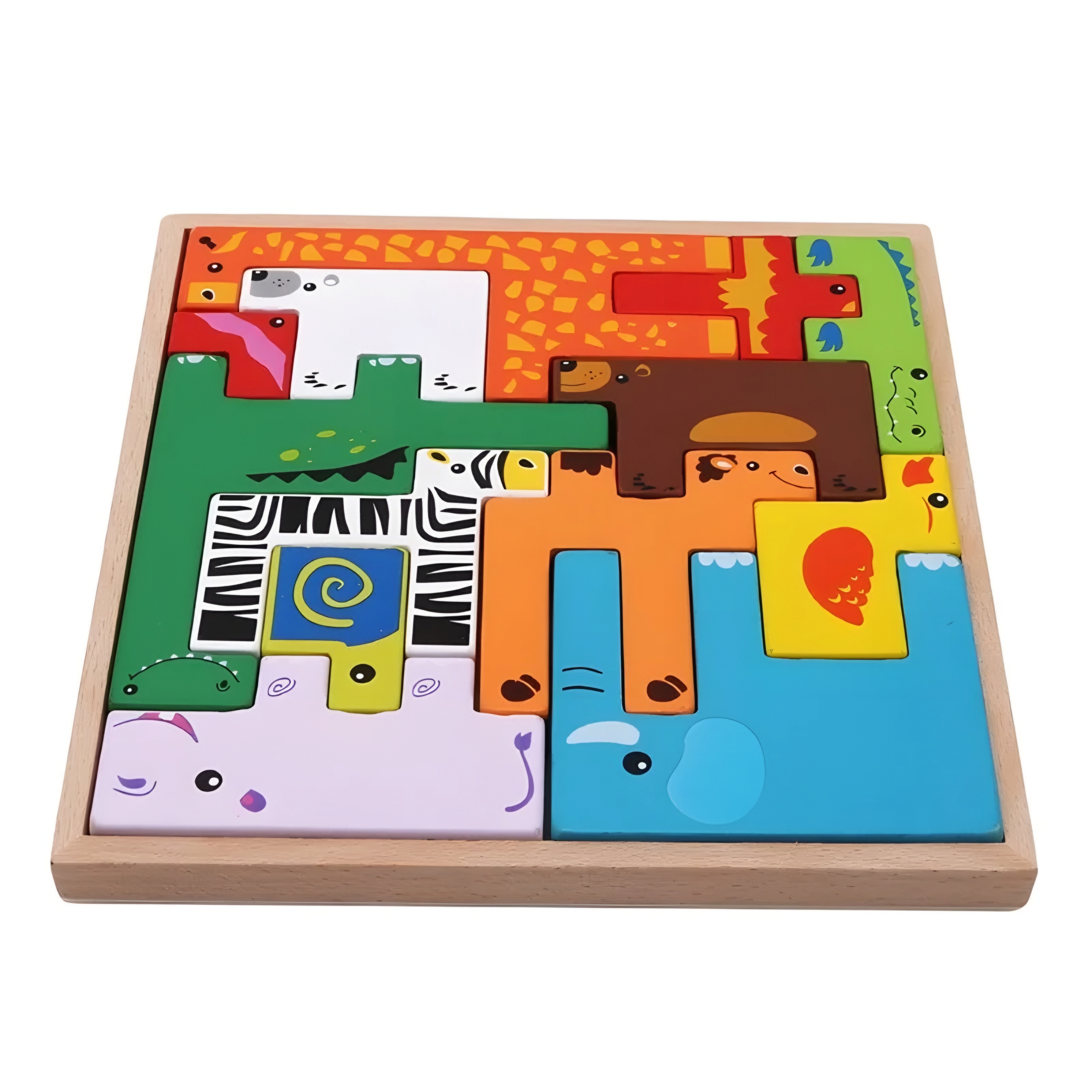Dřevěné zvířátkové puzzle/hlavolam 