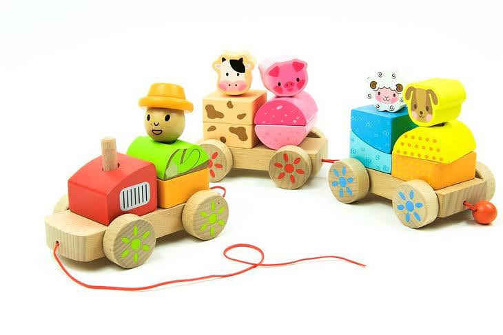 Dřevěný vlak / zvířátka 