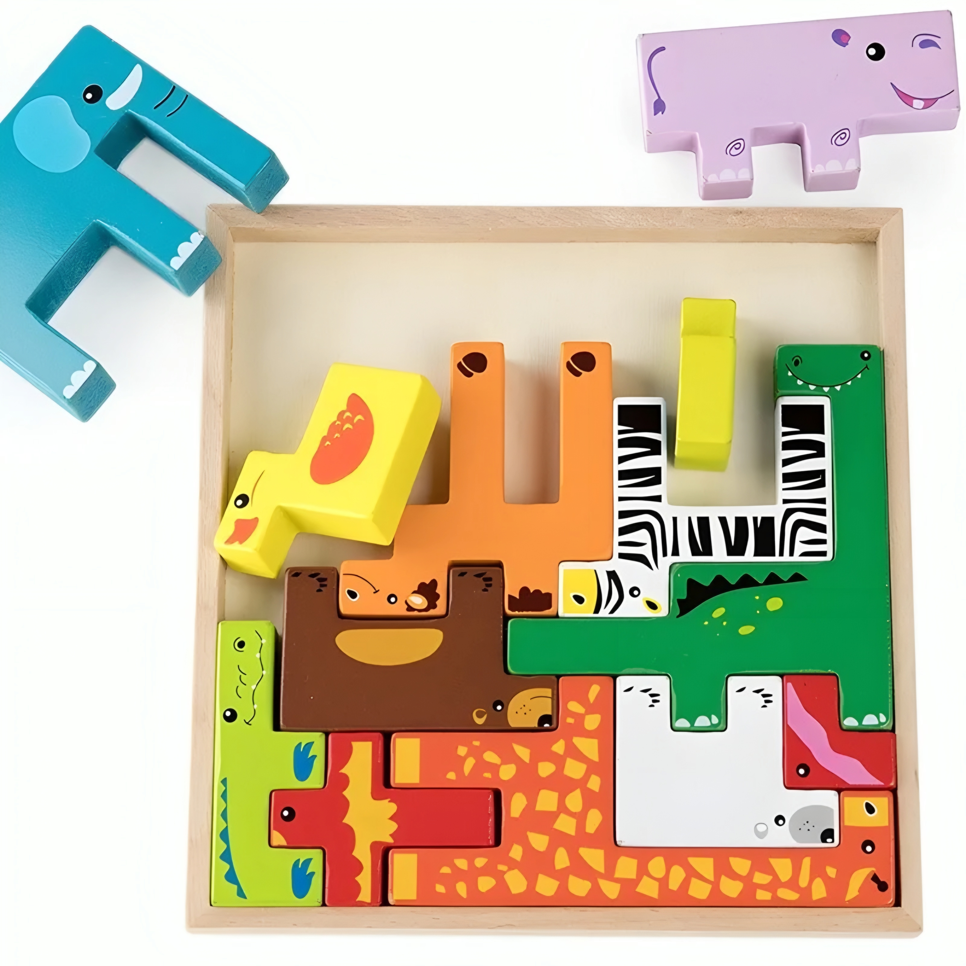 Dřevěné zvířátkové puzzle/hlavolam 