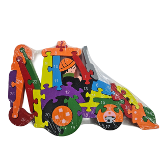 Vzdělávací puzzle/čísla/abeceda - traktorbagr 