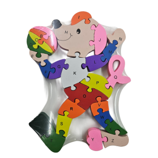 Vzdělávací puzzle/čísla/abeceda - pes s míčem 