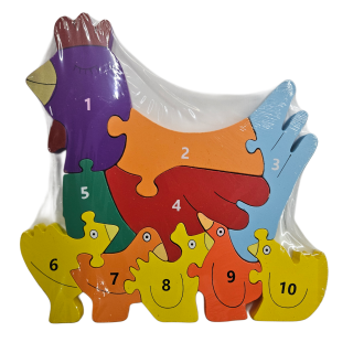 Vzdělávací puzzle/čísla - slepice jednoduchá 