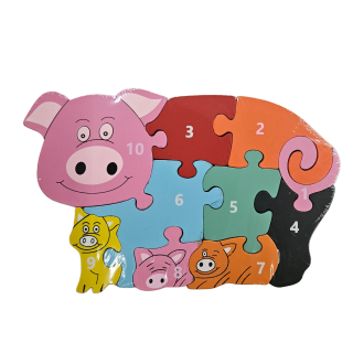 Vzdělávací puzzle/čísla - prasátko jednoduché 