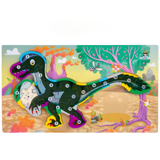 Dřevěné vkládací puzzle dino/čísla 