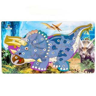 Dřevěné vkládací puzzle dino/čísla 