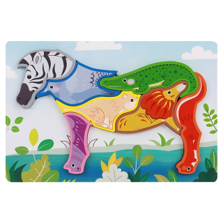 Dřevěné vkládací puzzle bláznivé/zebra