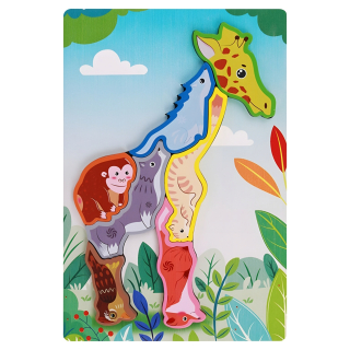 Dřevěné vkládací puzzle bláznivé/žirafa