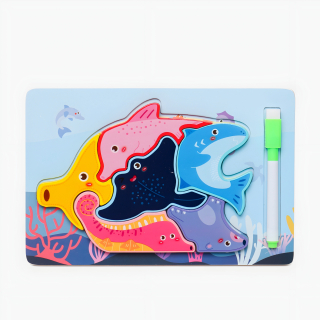 Dřevěné vkládací puzzle bláznivé/ryba