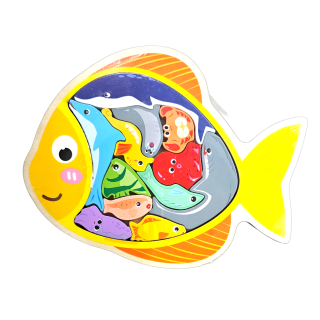 Dřevěné vkládací puzzle bláznivé/ryba