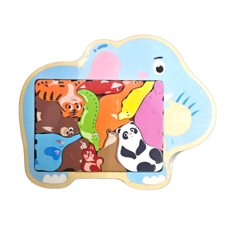 Dřevěné vkládací puzzle bláznivé/slon
