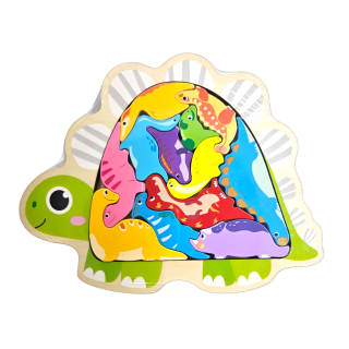 Dřevěné vkládací puzzle bláznivé/dino