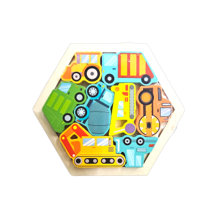 Dřevěné vkládací puzzle bláznivé/auta