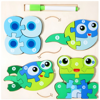 Dřevěné vkládací puzzle čísla /zrození žáby 