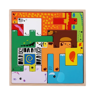 Dřevěné zvířátkové puzzle/hlavolam
