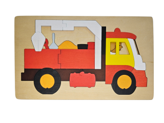 Dřevěné dvouvrstvé puzzle / náklaďák