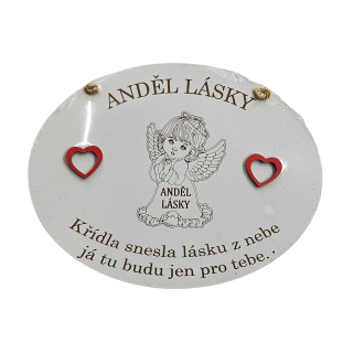 Cedulka ovál anděl lásky 