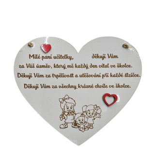 Cedulka srdce učitelkám 